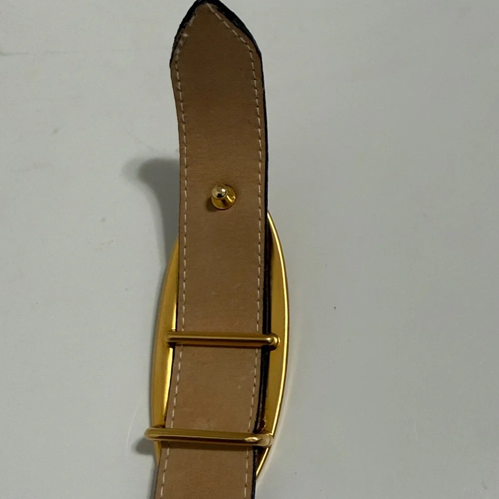 Saks Fifth Avenue Camel Leather Belt with Gold Accent